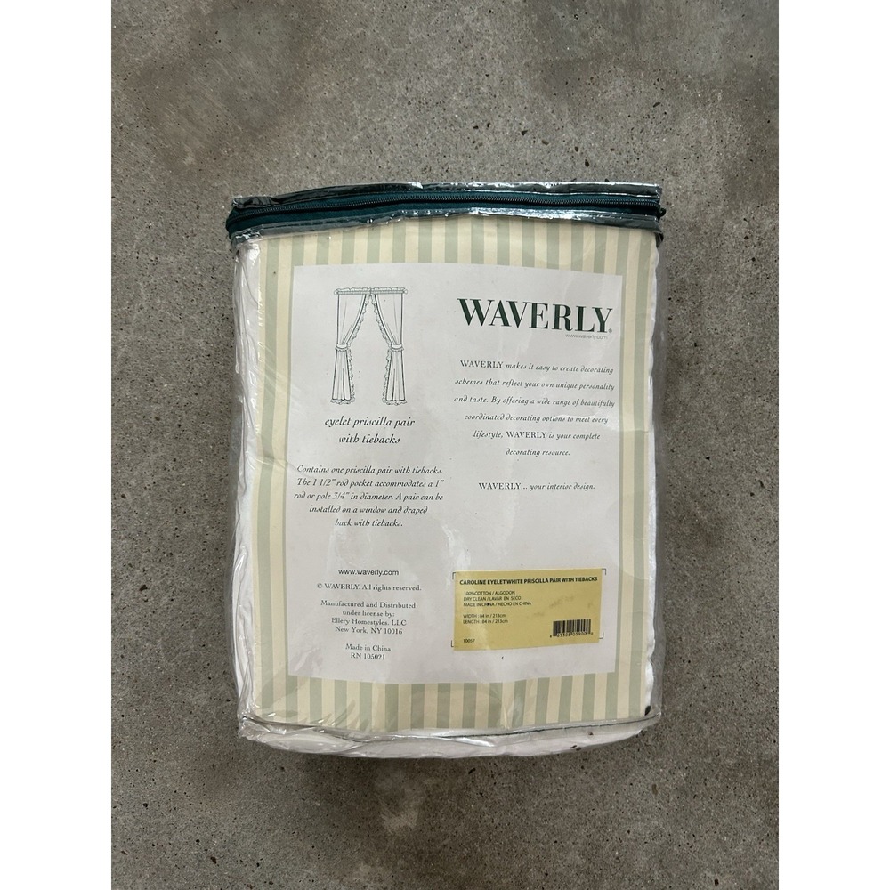Waverly Ruffled Original Priscilla Curtains Ruffle White Eyelet 84" X 84" Pair - Picture 5 of 6